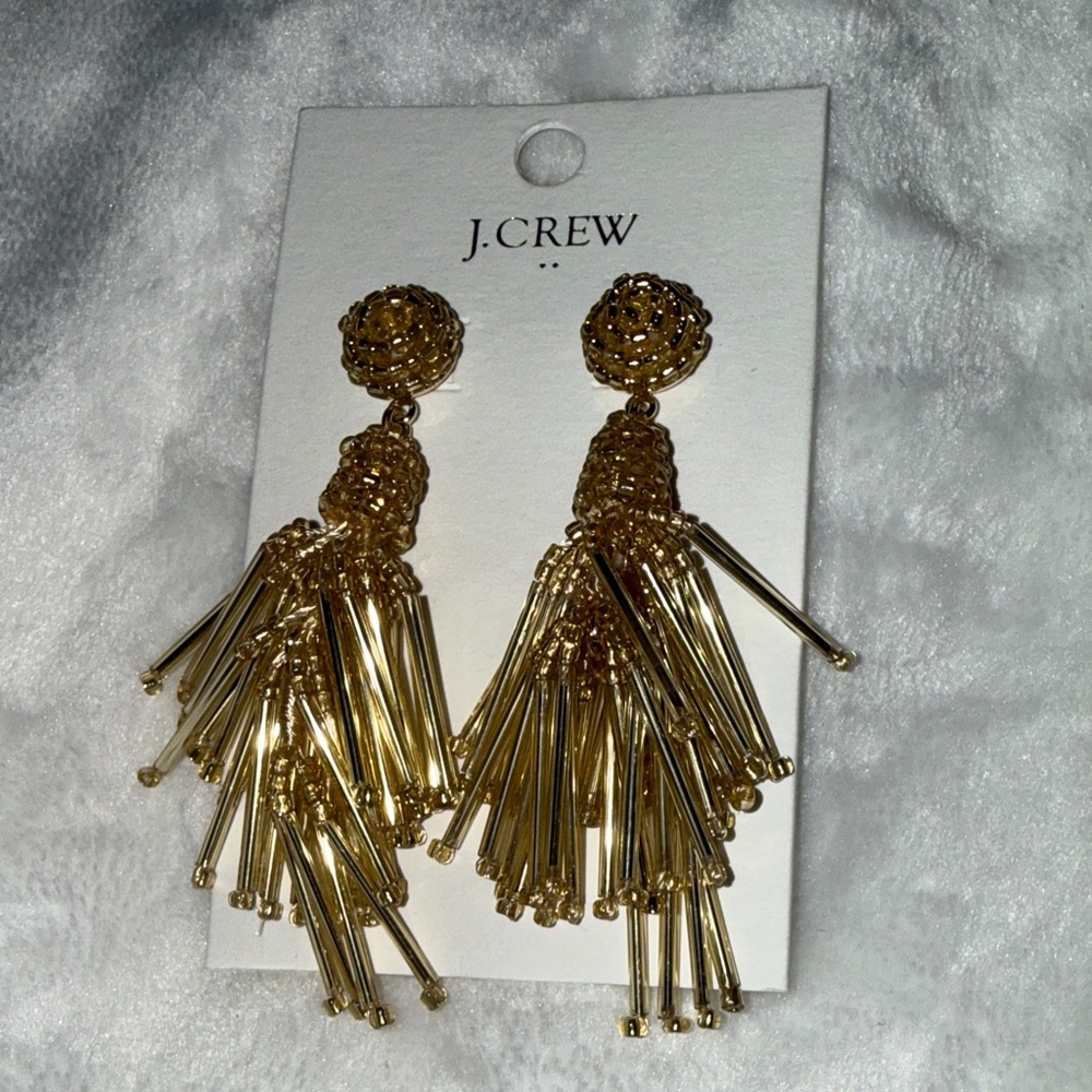 J. Crew Shimmering Gold Tassel Earrings